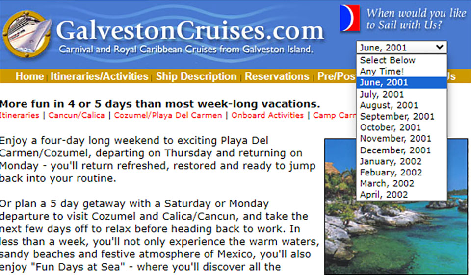 GalvestonCruises.com Website