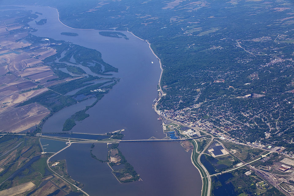 Aerial View Clark Bridge at Alton, Illinois